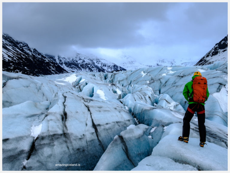 Glacier gudie on Svinafellsjokull glacier in south east Iceland
