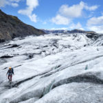 Hiking on Svinafellsjokull glacier on south coast of Iceland