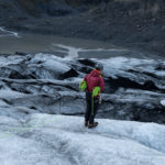 Ice climbing on Solheimajokull glacier on south coast of Iceland