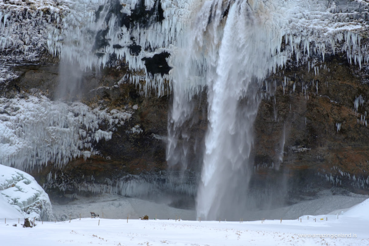 Seljalandsfoss in south iceland at wintertime