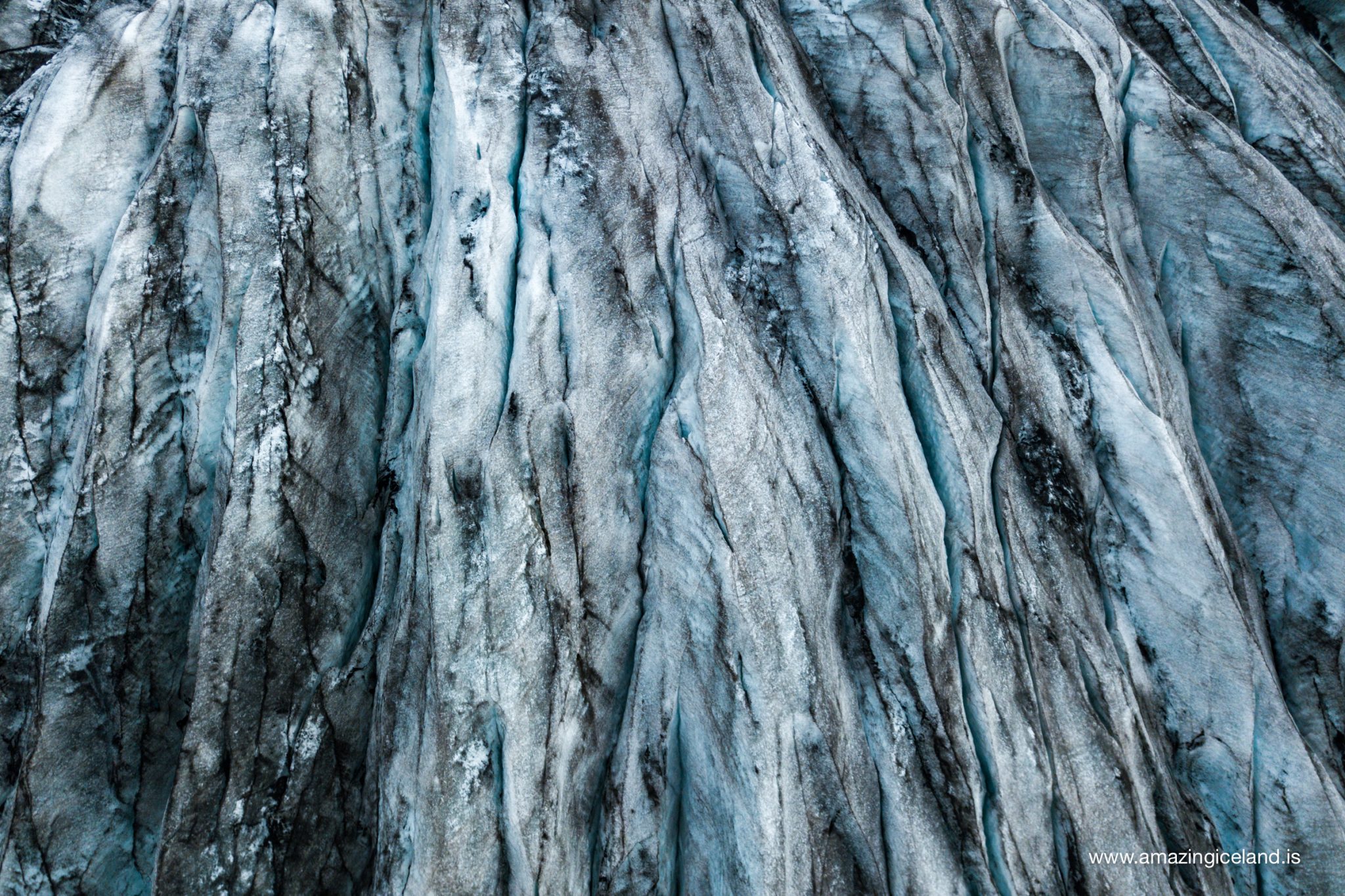 Close up of formation in Sólheimajökull glacier on south coast of Iceland