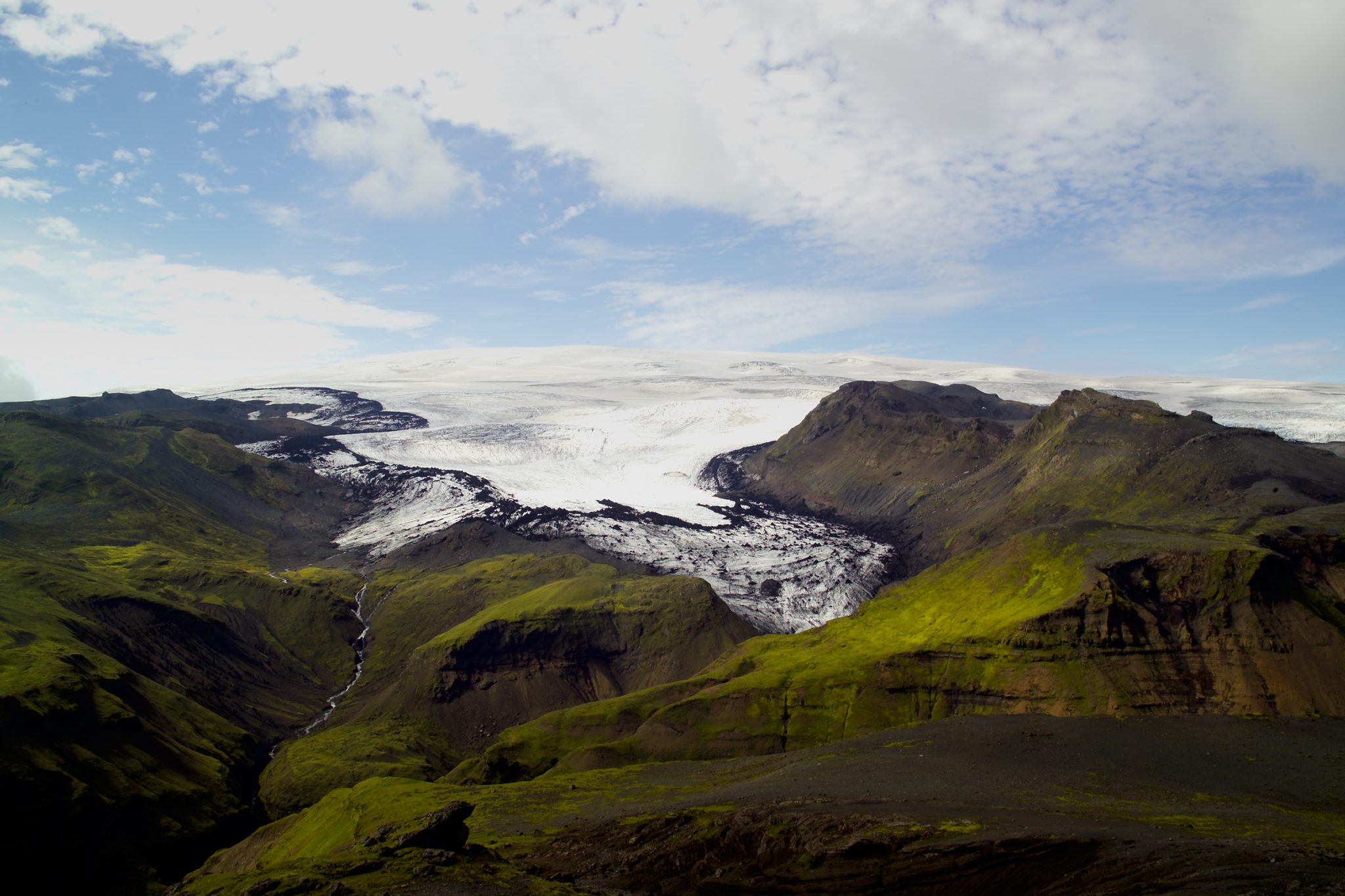 Mýrdalsjökull and Sólheimajökull glaciers on south coast of Iceland