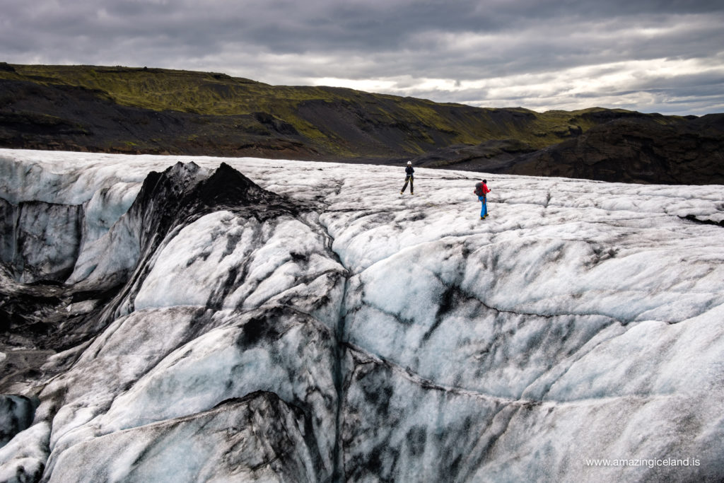 iceclimbers on solheimajokull glacier on south coast of Iceland