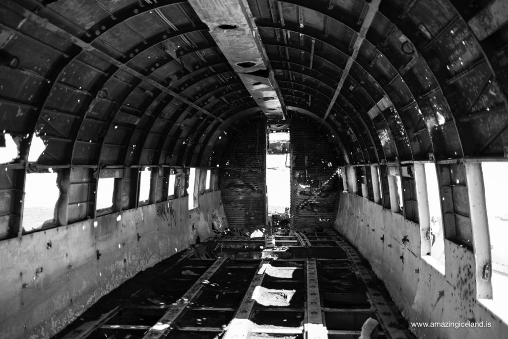 Inside Douglas C-117 Plane wreck on Sólheimasandur on south coast of Iceland