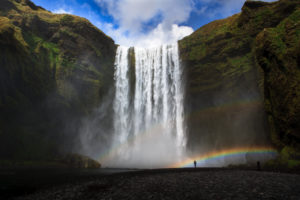 Rainbow at Skogarfoss waterfall