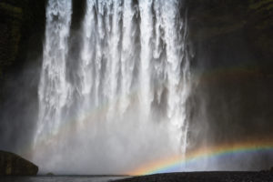Rainbow at Skogarfoss waterfall