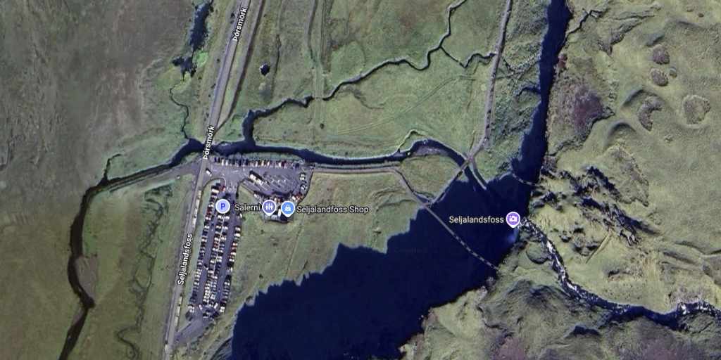 map of seljalandsfoss with coordinates and link to google maps