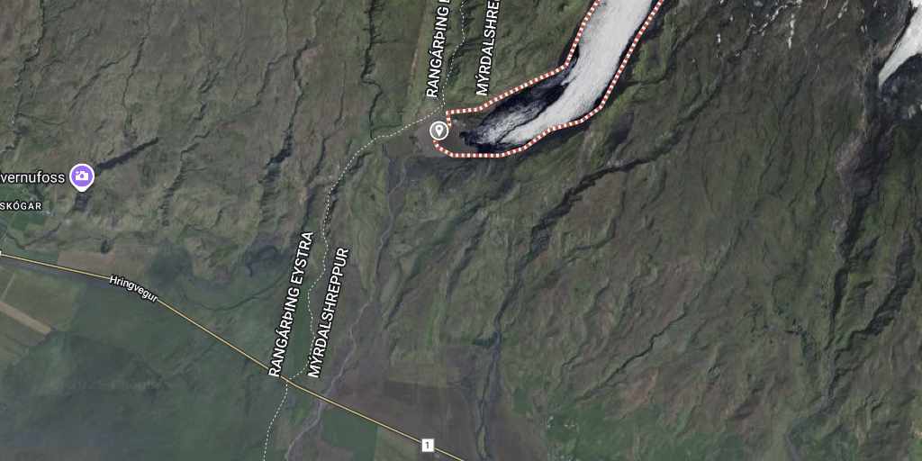 Map of Solheimajokull glacier with link to google maps