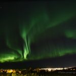 Northern lights over the city of Reykjavik in Iceland
