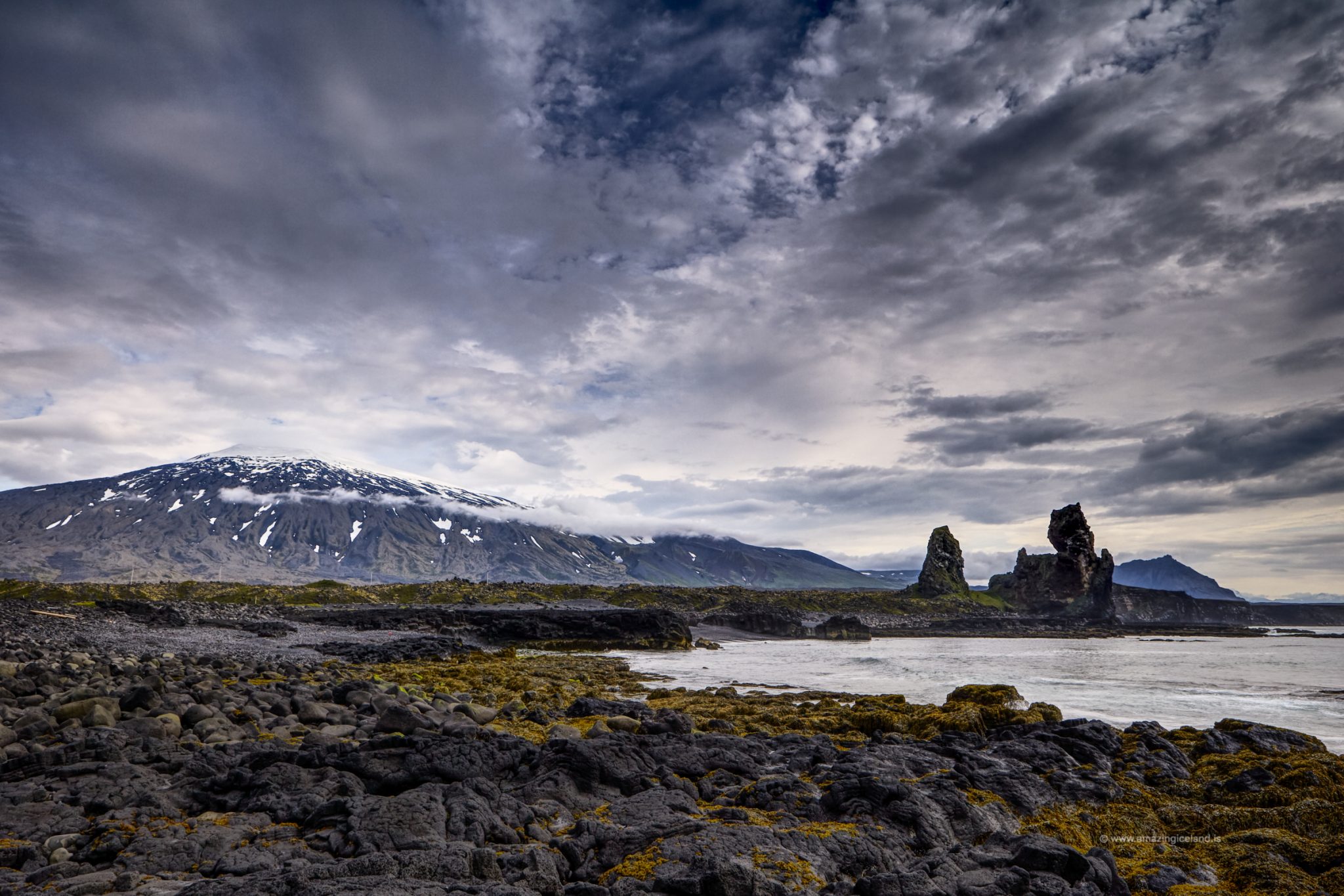 Snæfellsjökull and Lóndrangar in Snæfellsnes Iceland