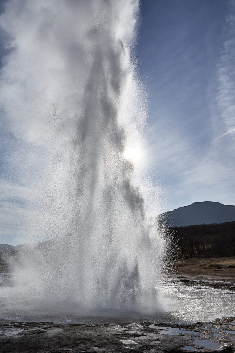 The geysir Strokkur erupting on the golden circle in Iceland