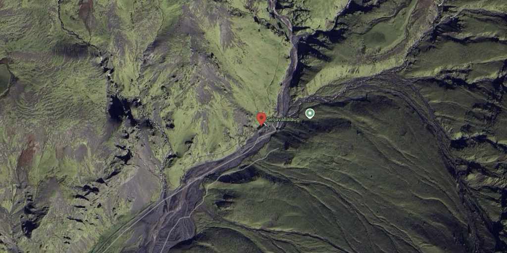 Overview map of seljavallarlaug with coordinates and a link to google maps