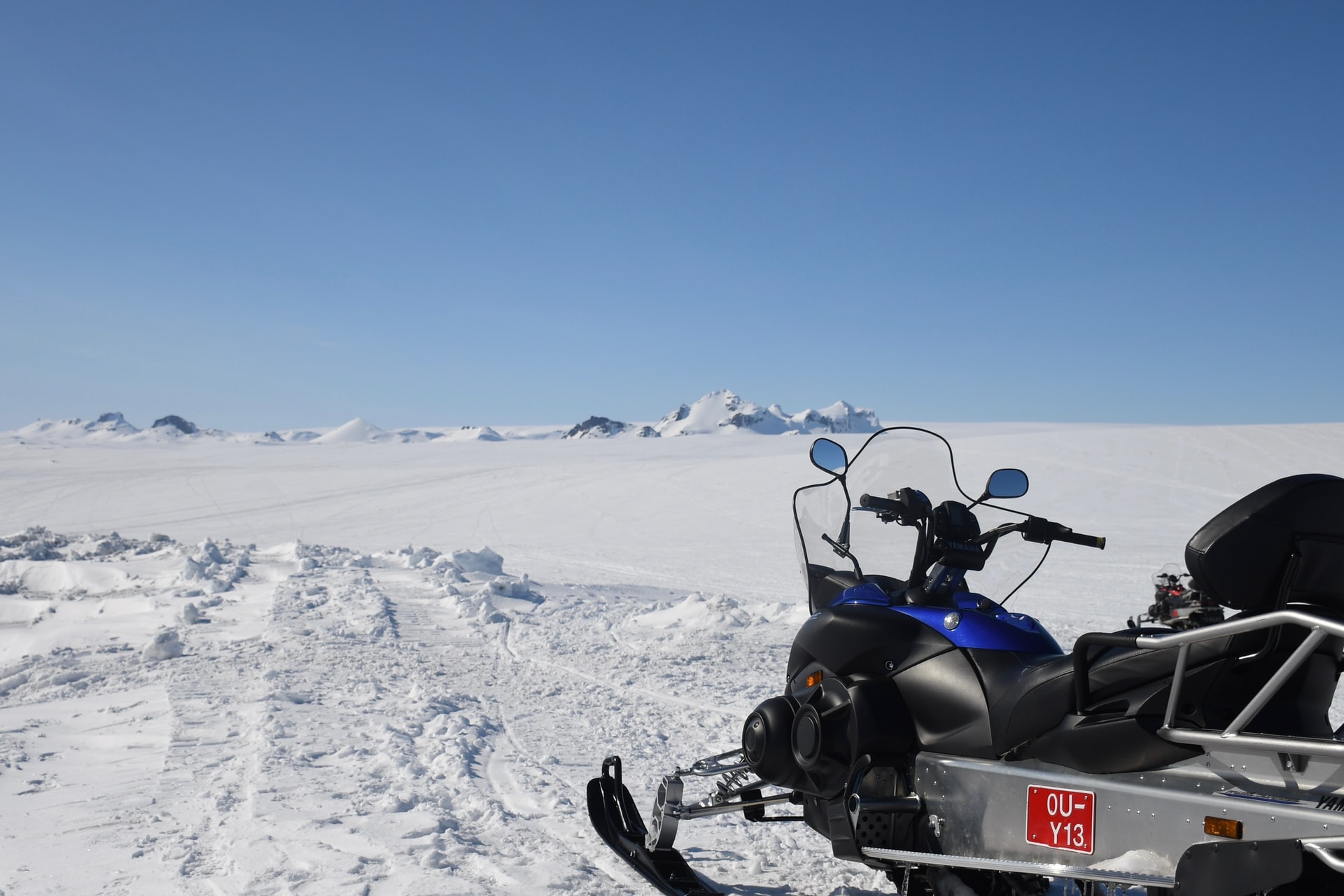 Snowmobile on Langjökull glacier in Iceland