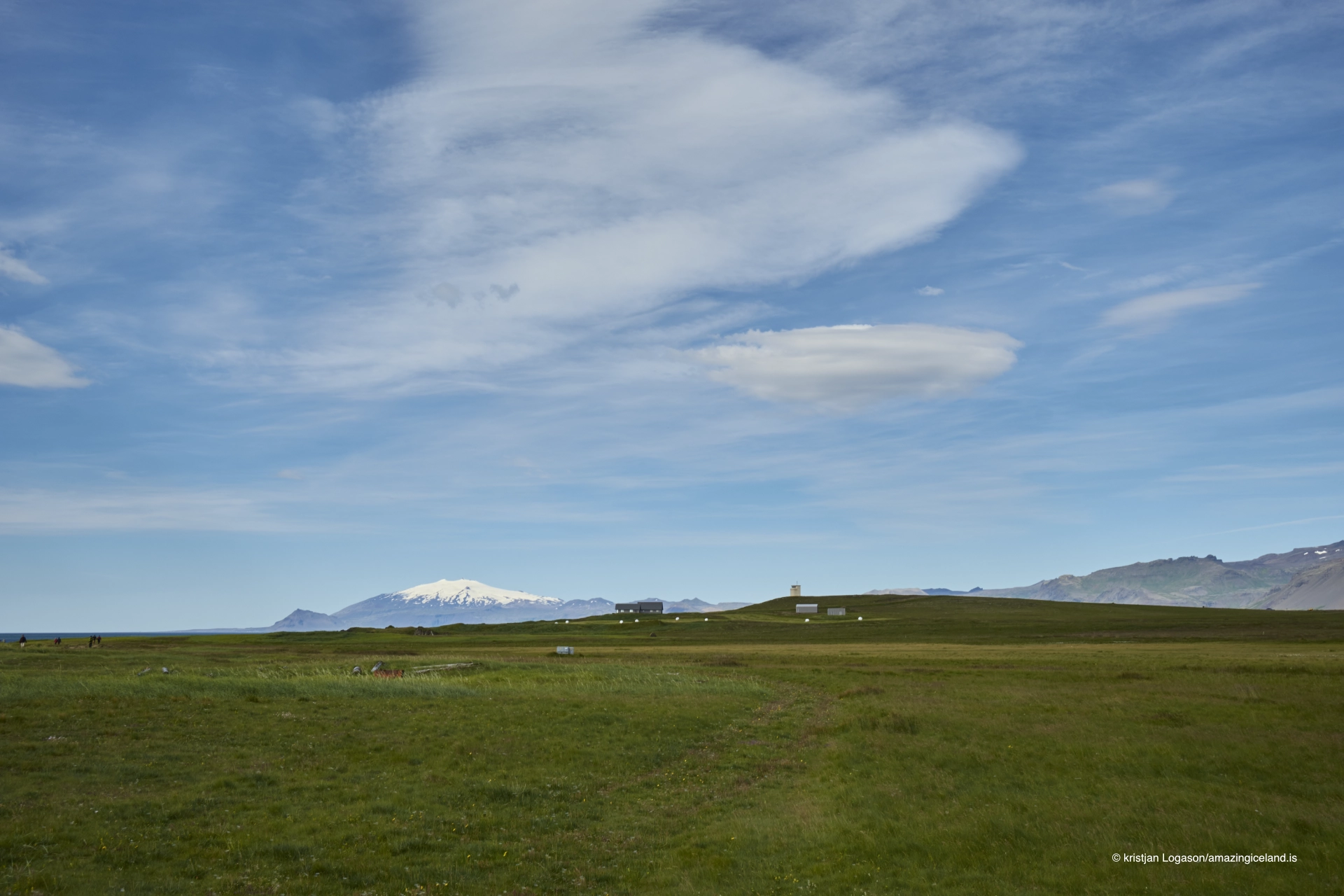 View to Snæfellsjökull from the beach at Ytri Tunga