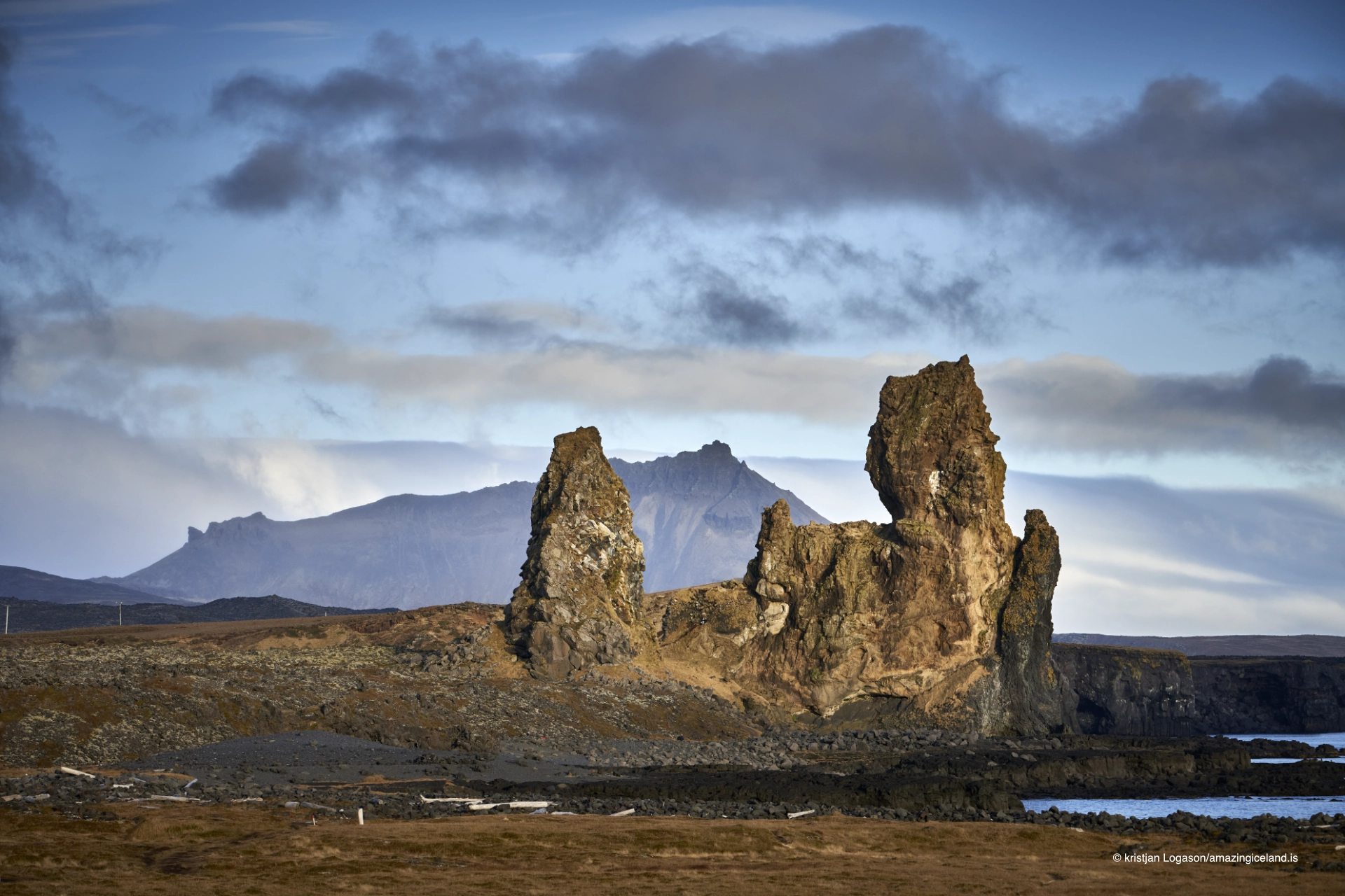 Lóndrangar volcanic plugs in Snæfellsnes Peninsula.