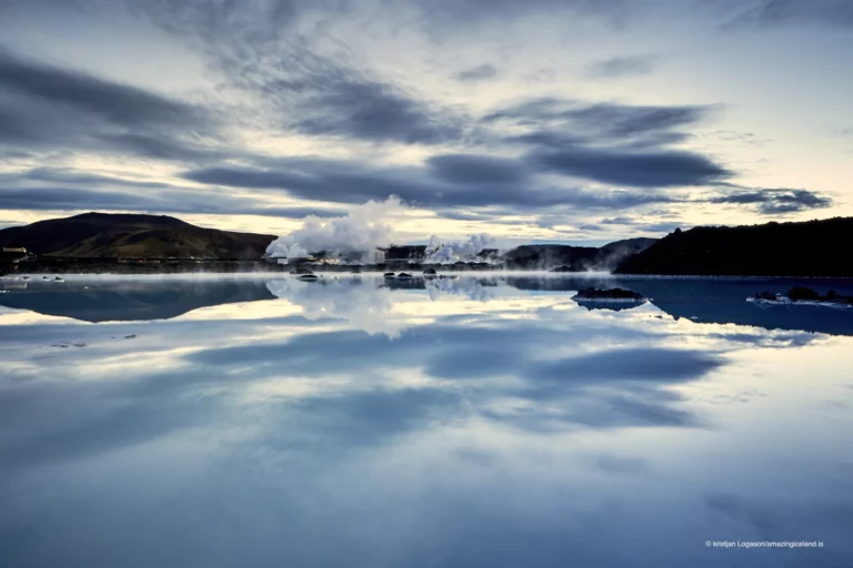 Cooling lake in front of Svartsengi geothermal power plant