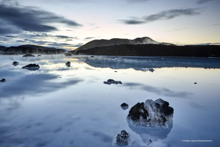 Cooling lake in front of Svartsengi geothermal power plant