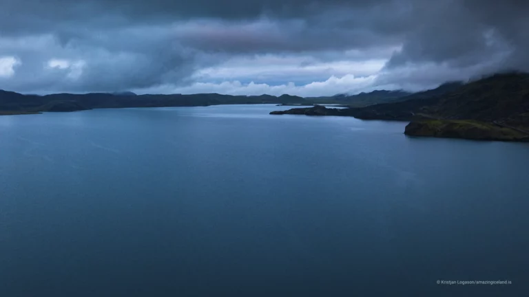 Birds eye view of Kleifarvatn, the largest lake on the Reykjanes Peninsula