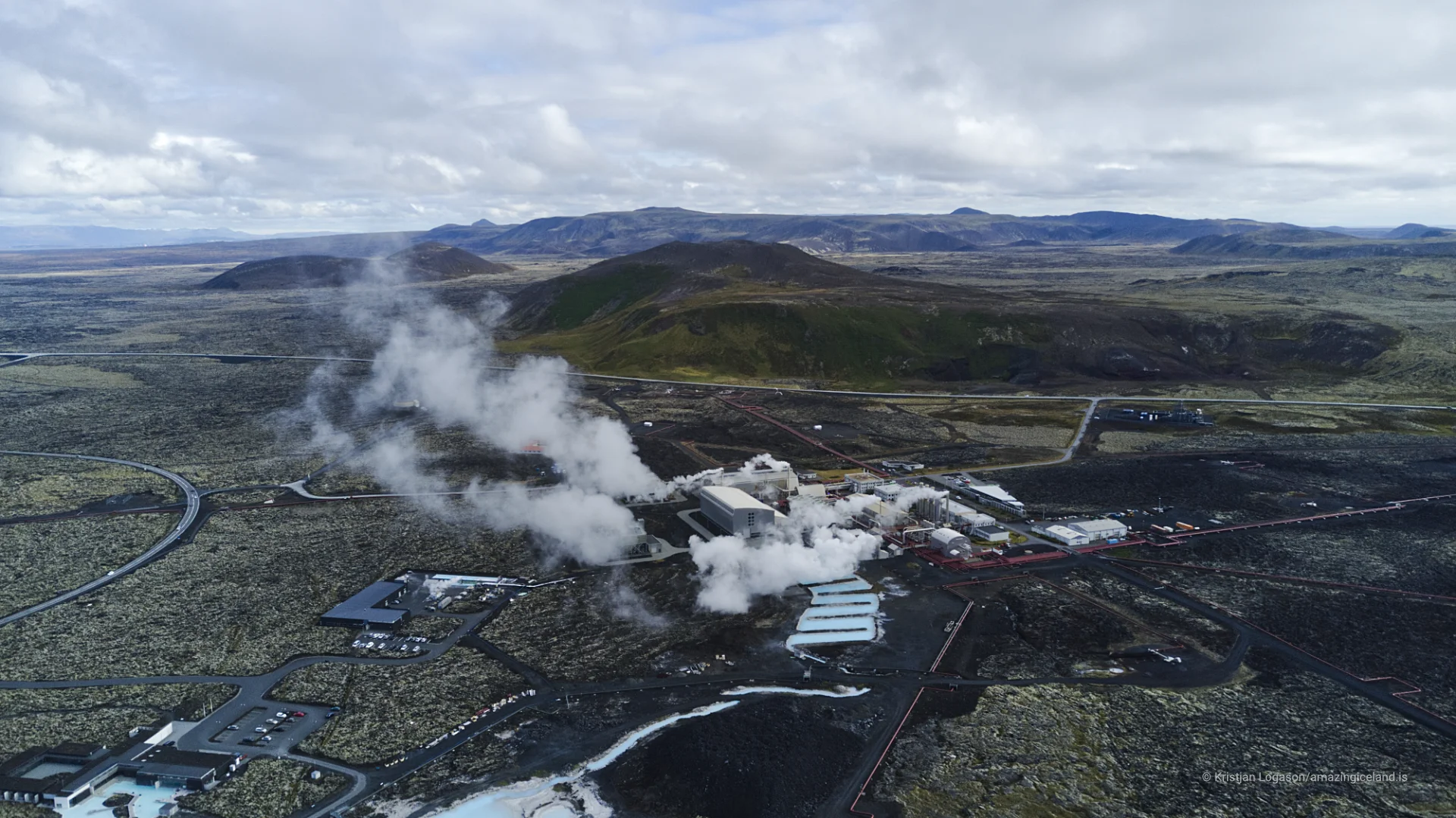 Aerial view of Svartsengi geothermal power plant