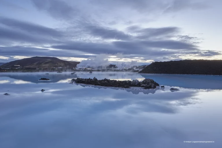 Cooling lake in front of Svartsengi geothermal power plant