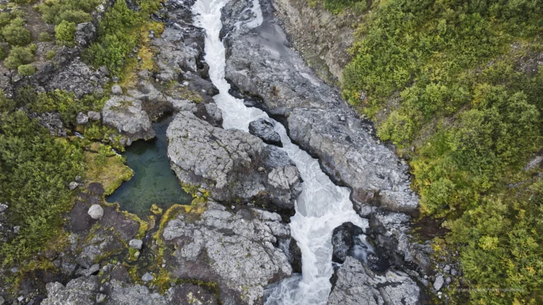 Barnafoss waterfall in the river Hvítá in Borgarfjörður west Iceland