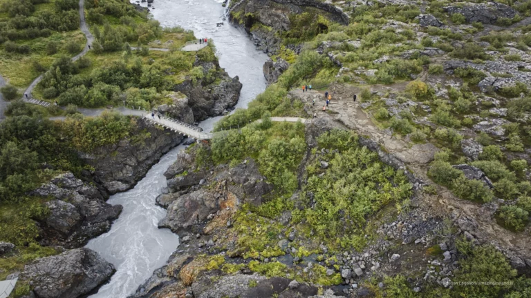 Barnafoss waterfall in the river Hvítá in Borgarfjörður west Iceland