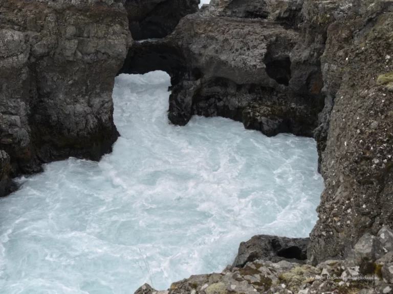 Barnafoss waterfall in the river Hvítá in Borgarfjörður west Iceland