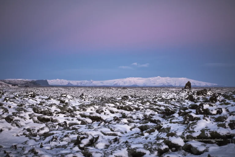 Moss covered Eldhraun lava field with view to Öræfajökull glacier in the east