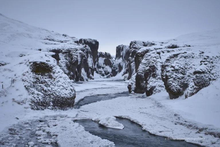Fjadrargljufur canyon in winter