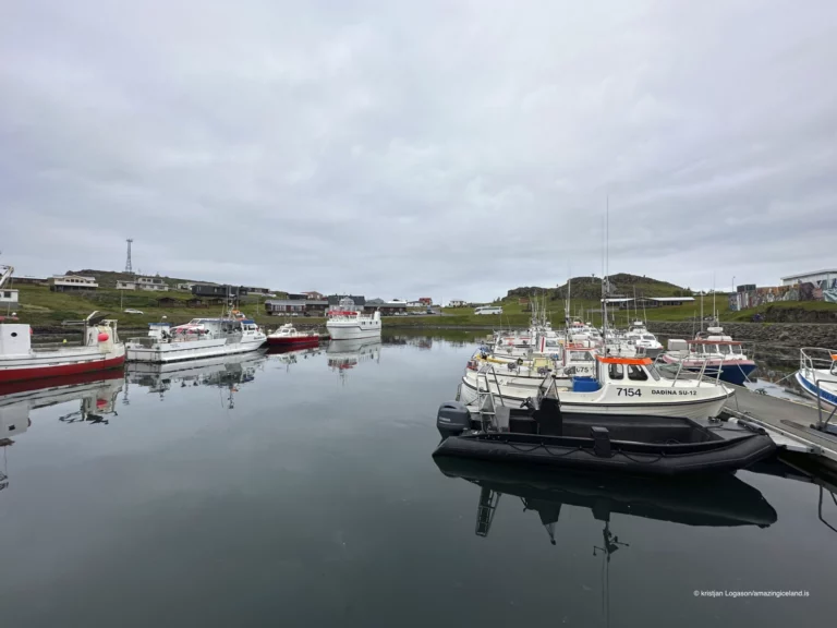 Boats in the harbour in Djúpivogur east Iceland