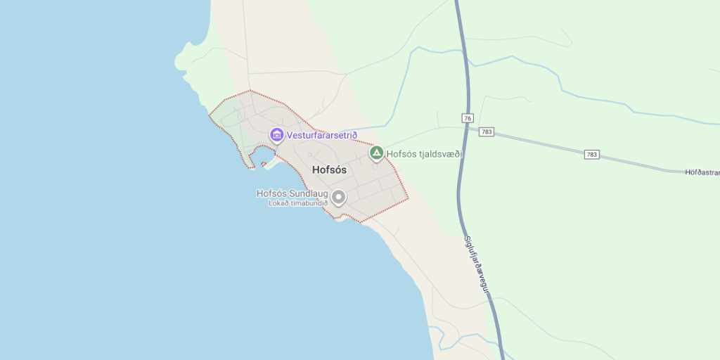 Map of hofsos with link to google maps