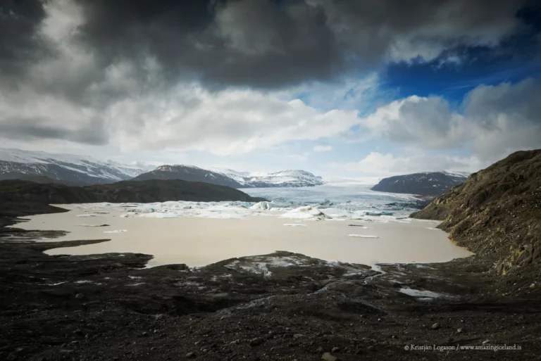 View over Hoffellsjokull glacier and Hoffells lagoon from the morain